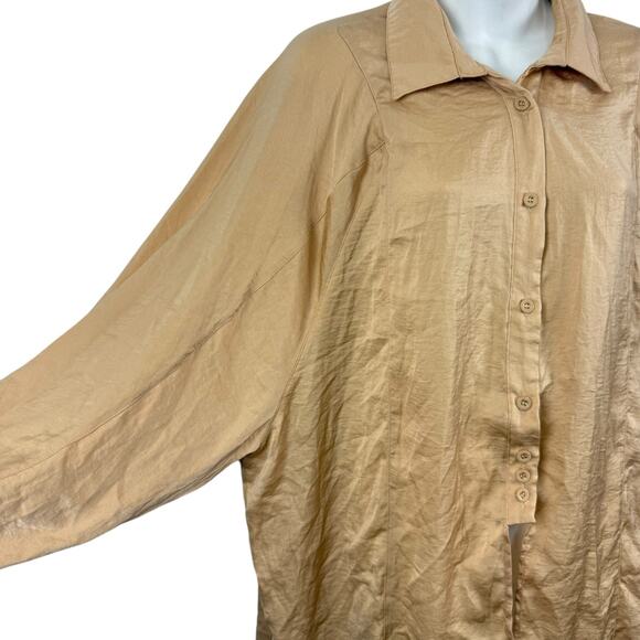 Davi & Dani Womens Satin Balloon Long Sleeve Button Up Collared Shirt Top sz M - Picture 2 of 16